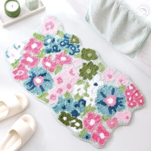 TRUEDAYS Floral Bath Mat, Cute Bath Mat for Bathroom, 32'' x 20'', Colorful | Unique Flower Shaped Bathroom Rug, Soft & Absorbent Tufted Bath Rugs with Non Slip Backing for Farmhouse Cottagecore Decor