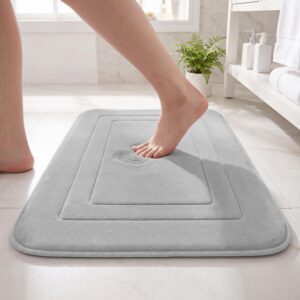 Cupic Cupid Memory Foam Bath Mat 20"×32", Non Slip Bathroom Rugs, Gray | Soft Touch, Cushioned Comfort, Non Slip Bathroom Mat, Super Absorbent & Quick Dry, Machine Washable for Shower, Tub & Vanity