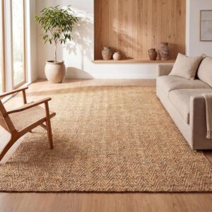 JONATHAN Y Espina Hand Woven Herringbone Chunky Jute Natural Indoor Area Rug, 4x6, Bohemian, Cottage, Easy-Cleaning for Living Room, Bedroom, Kitchen, Pet Friendly, Non-Shedding (NFR101A-4)