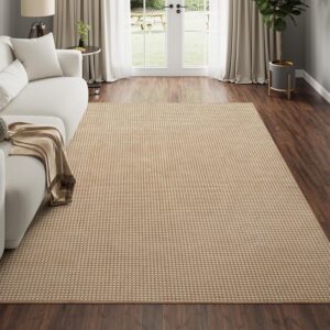 YDKGL Washable Area Rugs 5x7 ft Non Slip Area Rug for Living Room Brown | Boho Braided Office Rugs Bedroom Rug Woven Washable Indoor Floor Carpets for Office Dining Bedroom Living Room, Easy to Clean