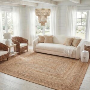 SAFAVIEH Area Rug 6x9 - Cape Cod Collection - Natural Brown, Handmade Braided Flat Weave Jute (CAP252A)